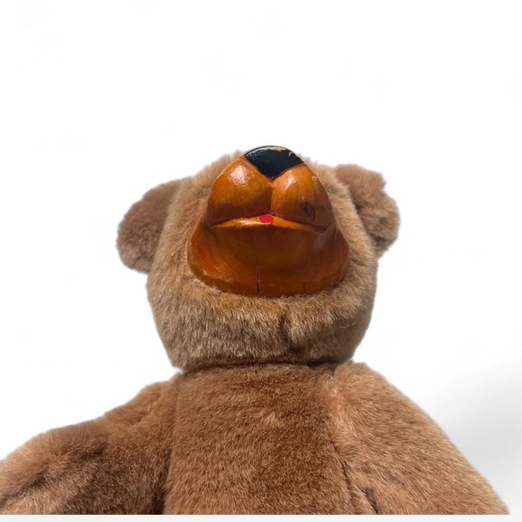 Vintage FTD Collector Series Wood Face Teddy Bear 10" Plush Jointed Brown - Picture 6 of 6